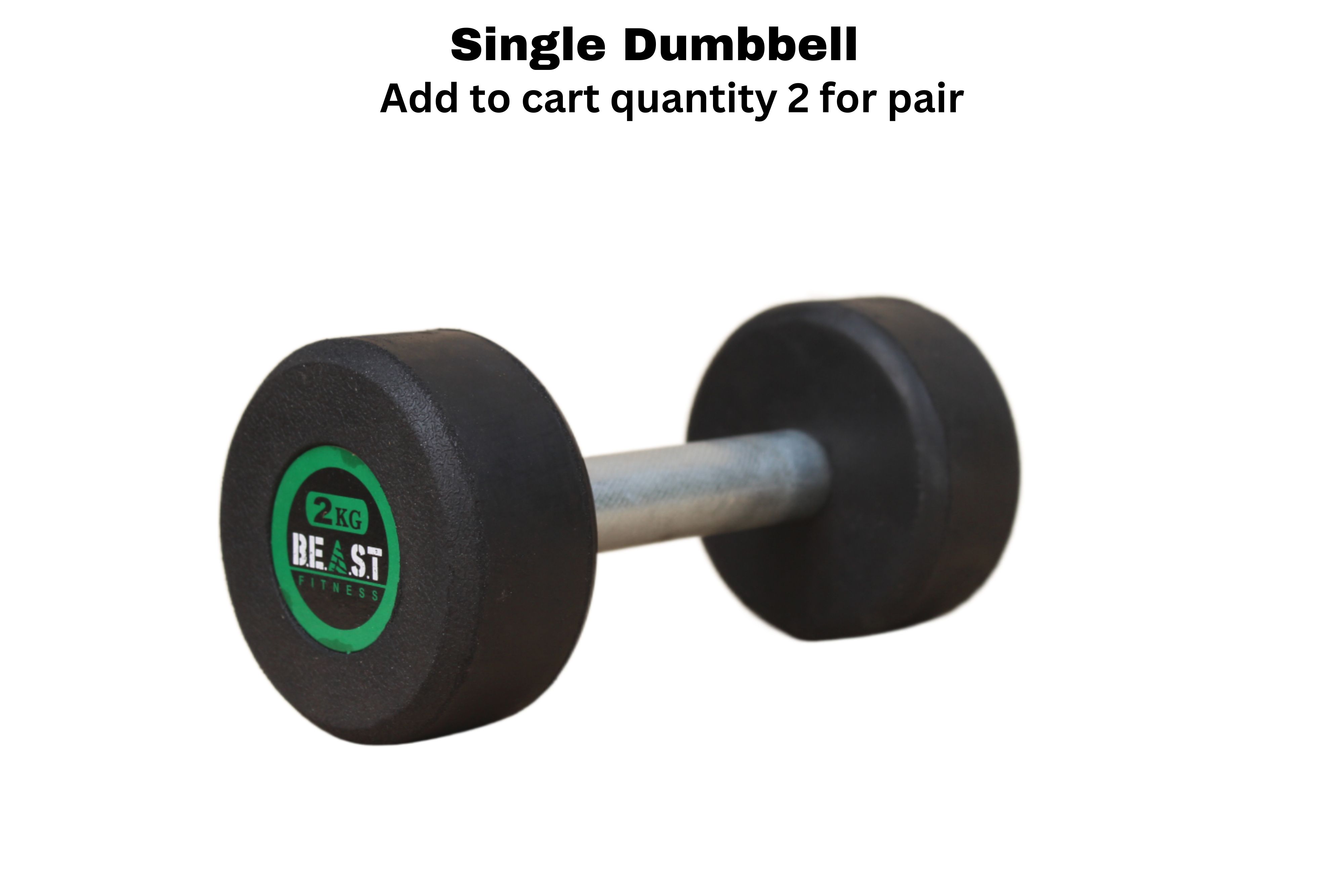 Beast Fitness Rubber Coated Dumbbell (Single Piece - Add 2 to Cart for Pair) - Professional Home Gym Weight with Anti-Slip iron Handle - High Quality Exercise Dumbbell (1kg to 20kg)