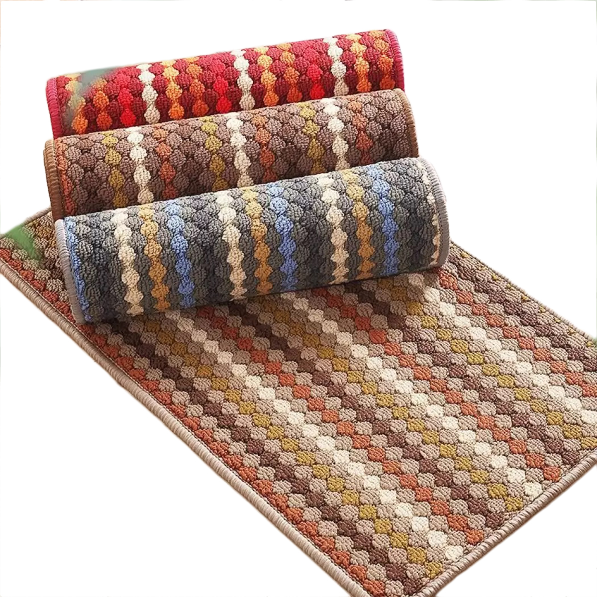 Pack of 03 - Thick Pile Bed Side Rug - RANDOM COLOR & DESIGN for Matt