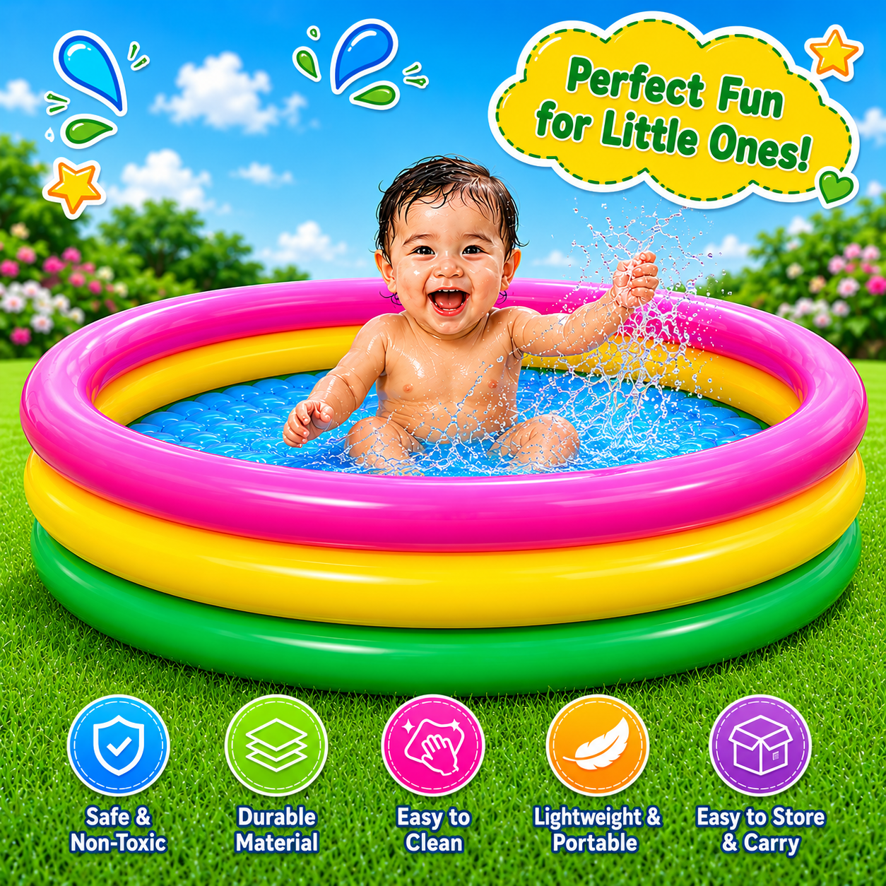 Sunset Glow Baby Pool For Kids Inflatable Kids Bath Tub For Children