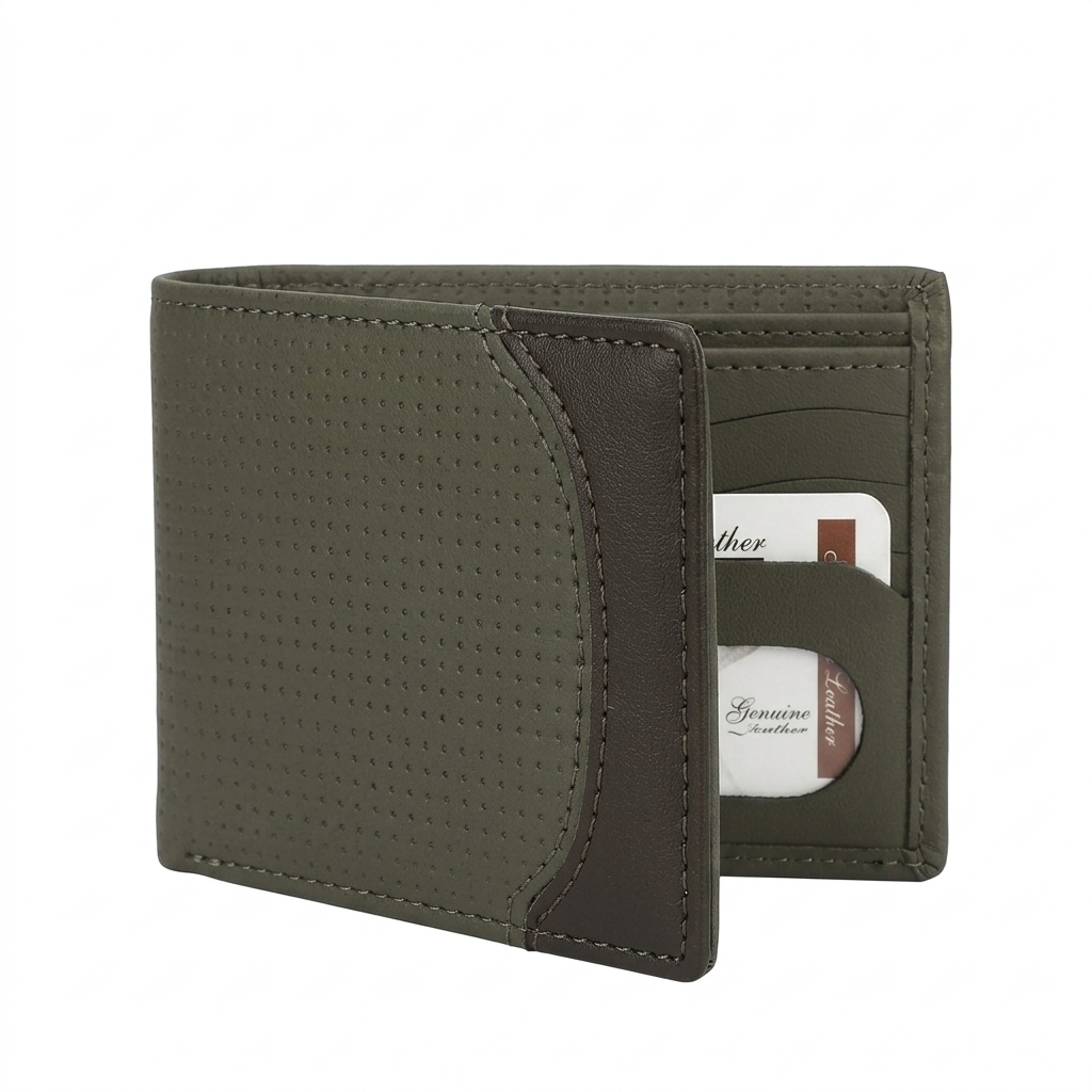 Executive Bifold Wallet for Men - High-Quality Rexine Material - 10 Pocket Storage (8 Card Holders + 2 ID Card Slots) - Durable Men's Purse with Double Cash Compartment