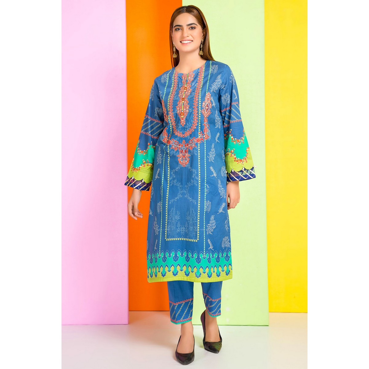 Warda Stitched Blue 2PC Lawn Print 