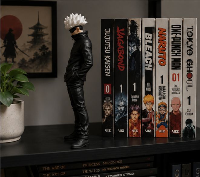 Gojo Inspired Anime Figure, Fan-Made Character Display Statue, Collectible Desk Decor for Anime Fans, Decorative Display Model for Home, Office, Gaming Room, Bookshelf, Entertainment Center and Collector Shelf