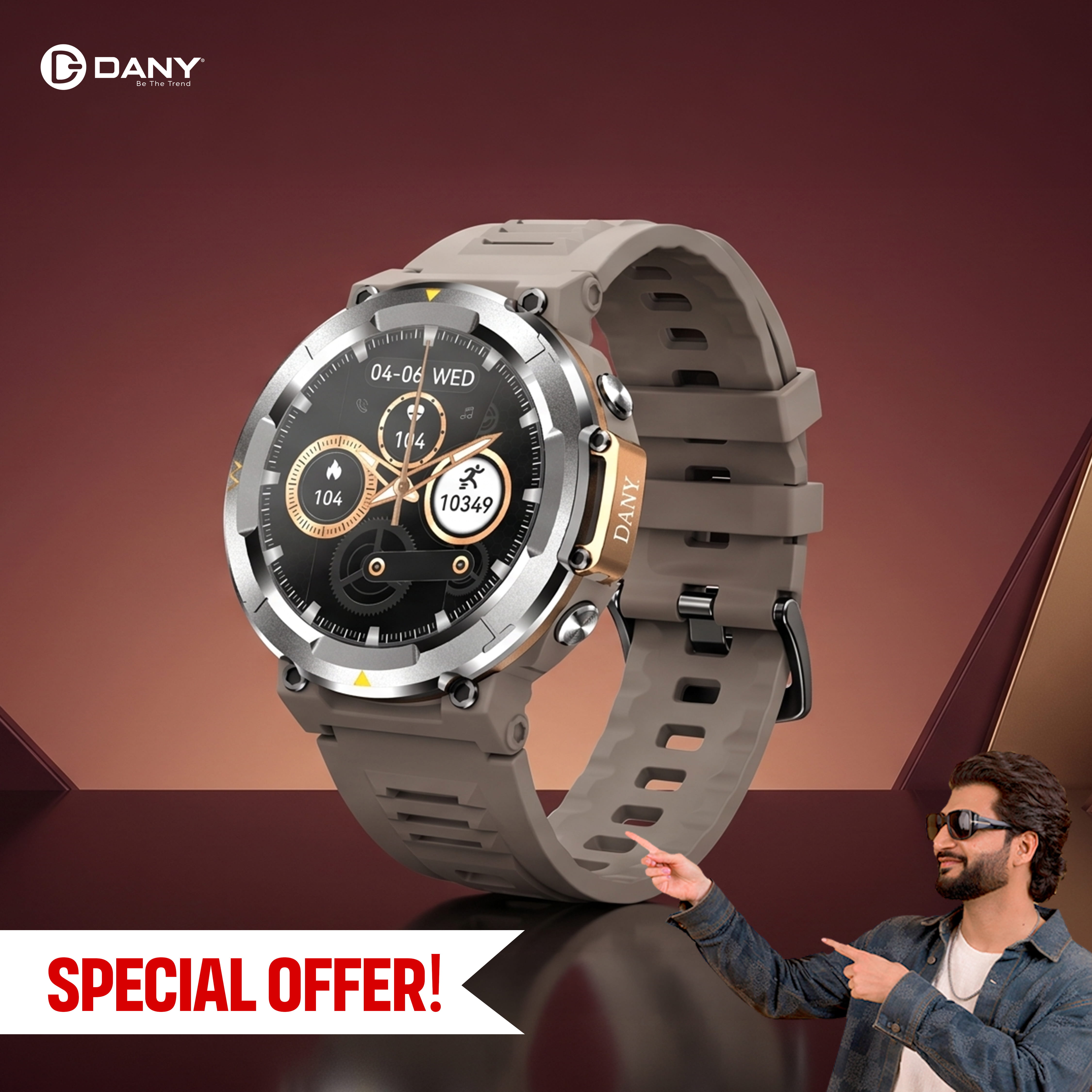 DANY D-Force Smartwatch | 1.32" HD LCD Display | Bluetooth Calling Smart Watch | Heart Rate, SpO2 & Blood Pressure Monitor | IP67 Water Resistant | Sports & Fitness Tracker | Android & iOS Compatible