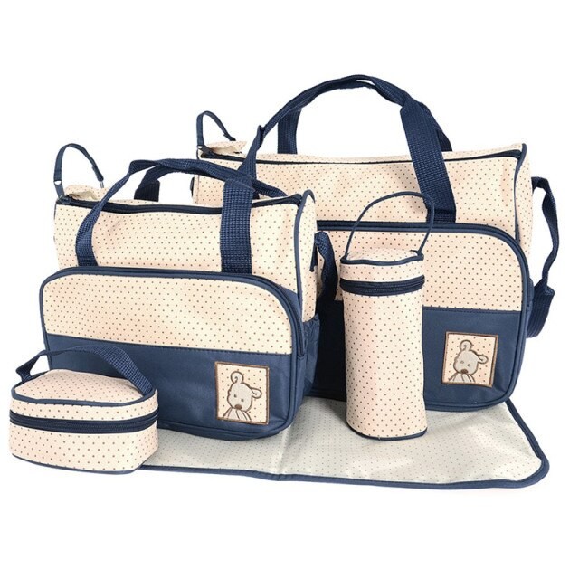 5PCS Set Diaper Bags Durable Nappy Bag Mummy Mother Baby Bag/ baby bags for mom With Bed Sheet, Feeder Cover, Diaper Bag