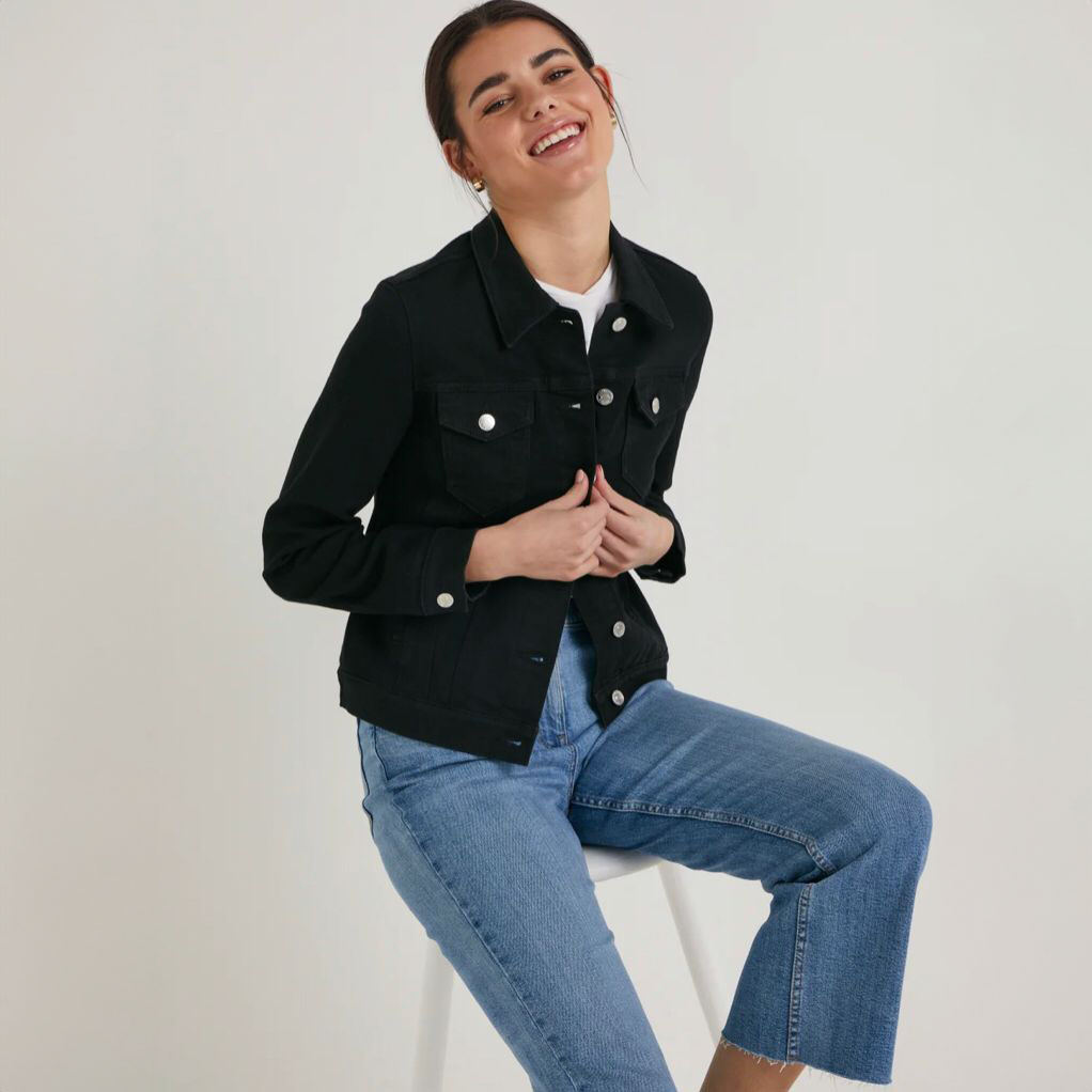 Black Denim Jacket for Women, Classic Style, Premium Fabric, Versatile and Trendy