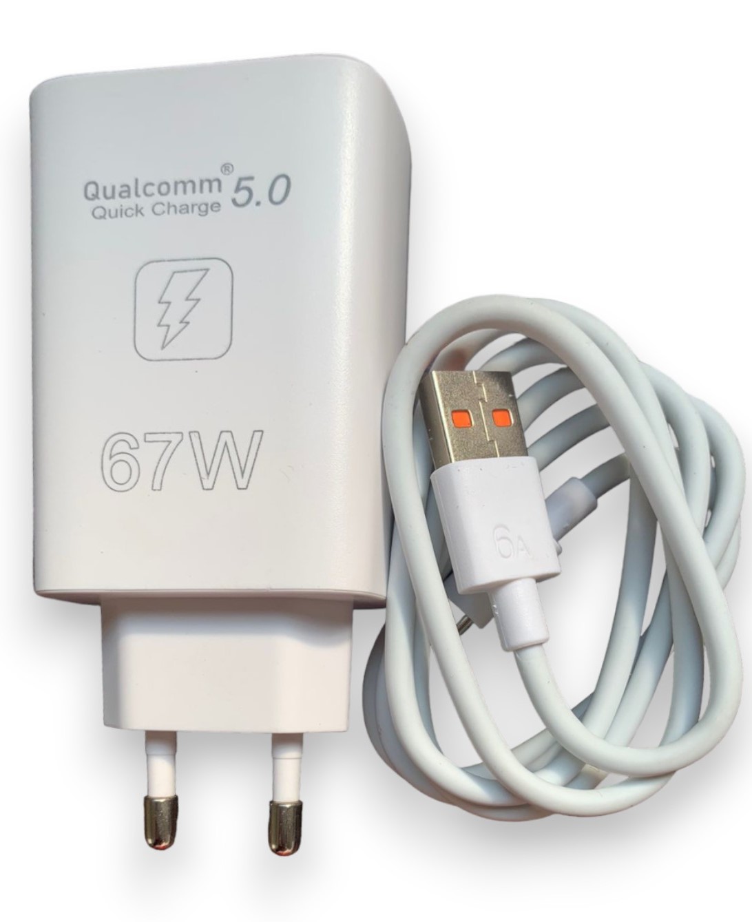 TECNO 33W Fast Charger with 6A Type C Cable for Vivo and Android Phones, Compact and Portable, Safe Charging