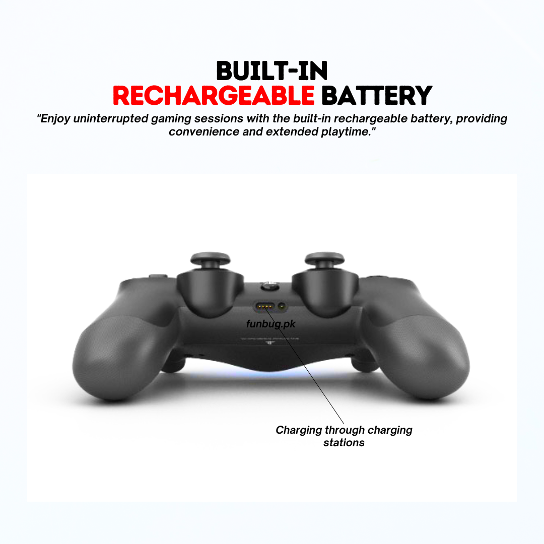 {High-Quality} DualShock 4 Wireless PS4 Controller ~ Bluetooth PlayStation 4 Controller ~ JoyStick JoyPad GamePad Remote Gaming Controller for PS4, PC, Laptop, Computer, Mobile, Android TV Box, Windows 7/8/10/11 XP & Vista, Android ~ By FunBug