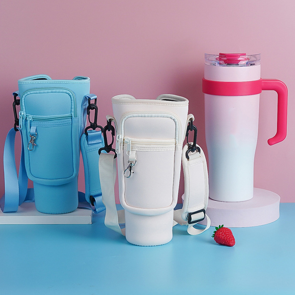 40Oz Water Bottle Carrier Bag With Phone Pocket For Stanley Quencher Cup With Handle Water Bottle Holder Pouch
