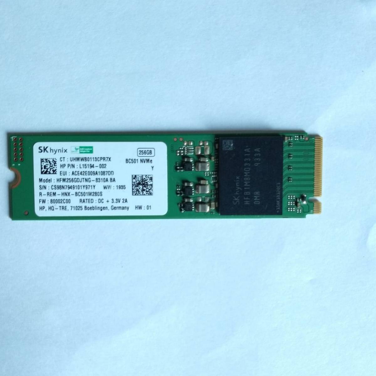 Bc501 Hfm256gdjtng Skhynix Bc501 Nvme 256gb HFM256GDGTNG 83A0A