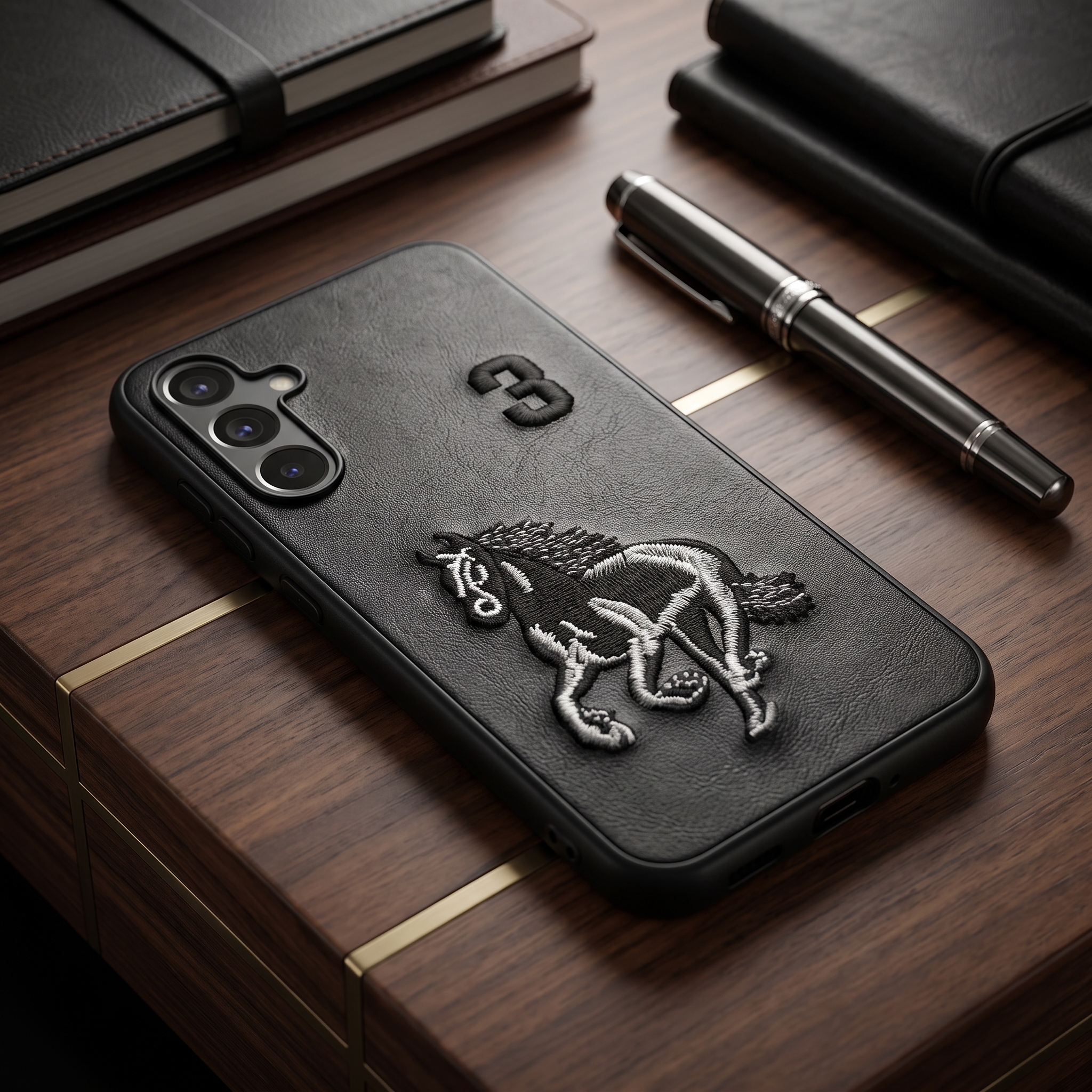 Santa Barbara Polo Club Embroidered Horse Case for Samsung Galxy A17 / A57 / A37 / S26 Ultra / S22 Ultra / Oppo A6 Pro Premium Leather Cover with Camera Bump Protection