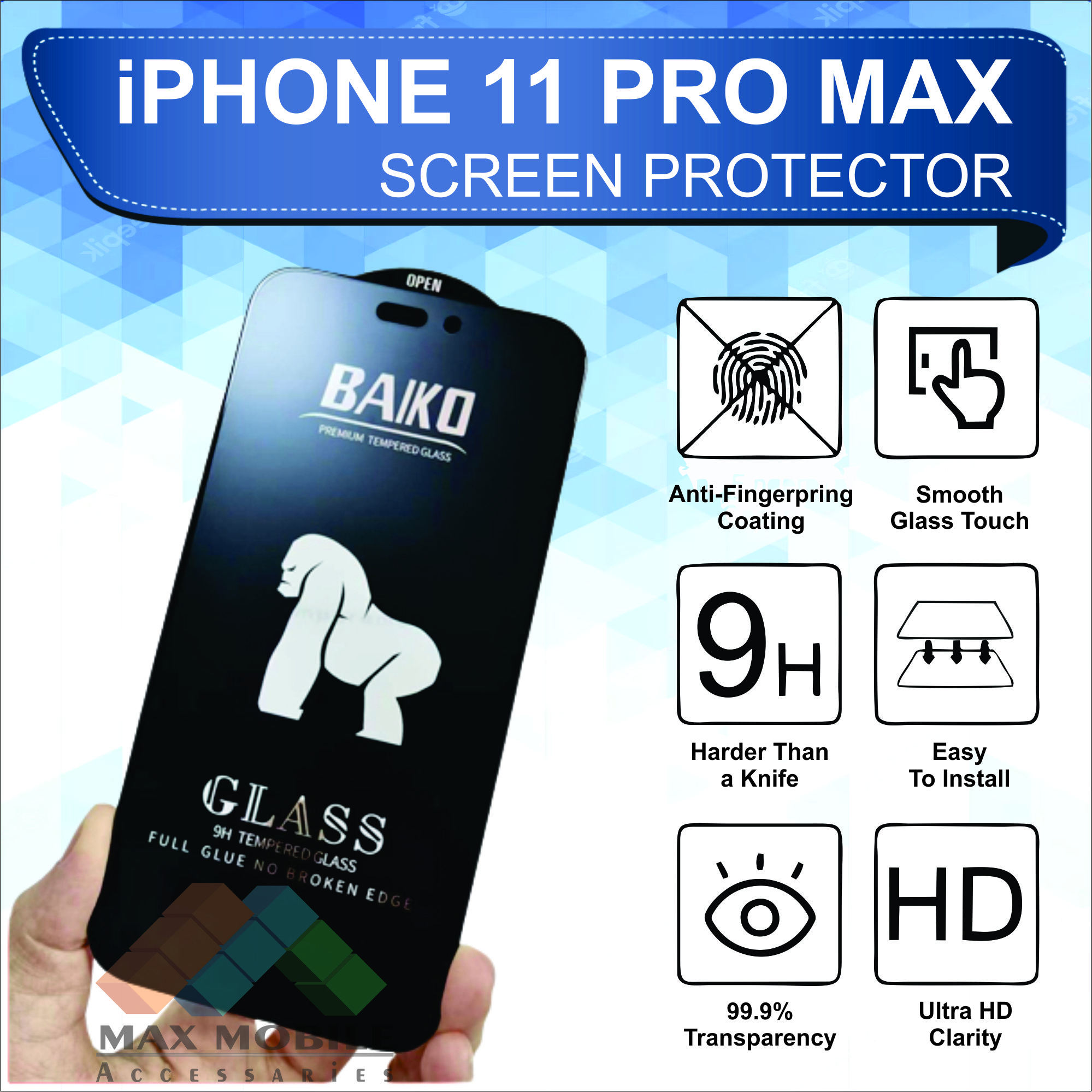 Pro Max Baiko Gorilla Glass Screen Protector Anti Dust Matte