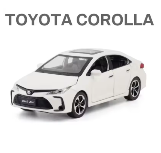 1:32 Toyota Corolla Alloy Die-Cast Model Car – Metal Miniature Sedan Toy with Opening Doors