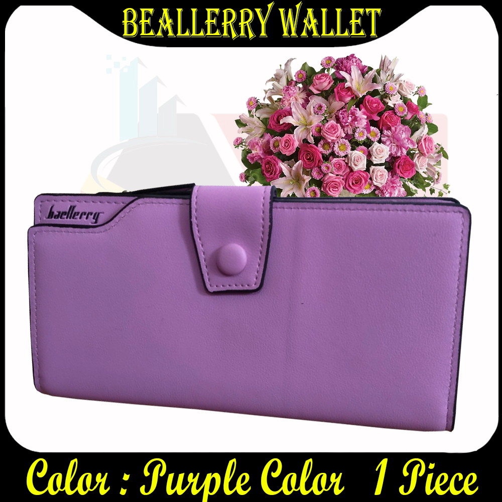 Baellerry Long Wallet Faux Leather with Zipper Large Capacity Wallets for Women in Random Color