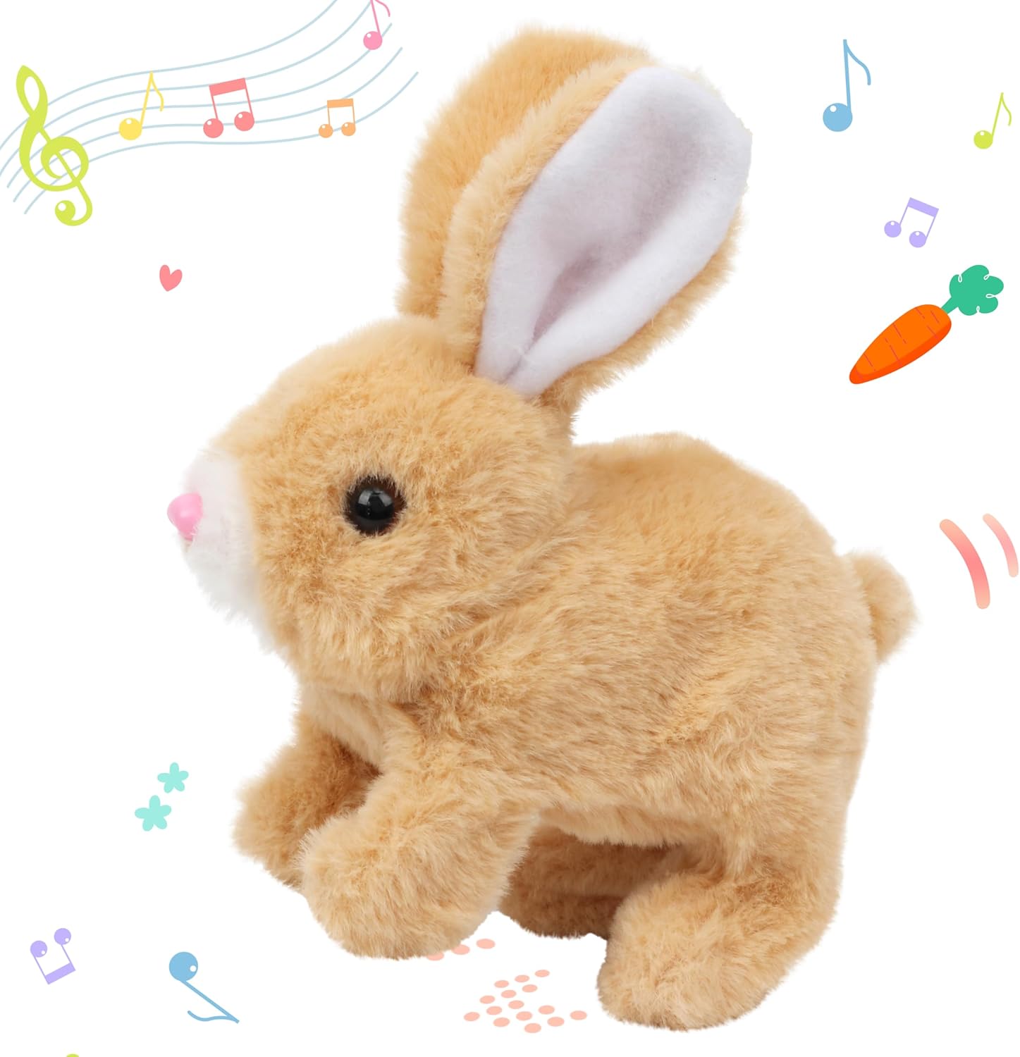 RC rabbit  Rabbit Toy for kids crawling rabbit for small kids rabit toy Electric Plush Rabbit Toy Walking Jumping Squeaking Tail Wagging Stuffed Bunny Doll Interactive Plush Toy For Kid Gift - walk and music in 3 diferent colours