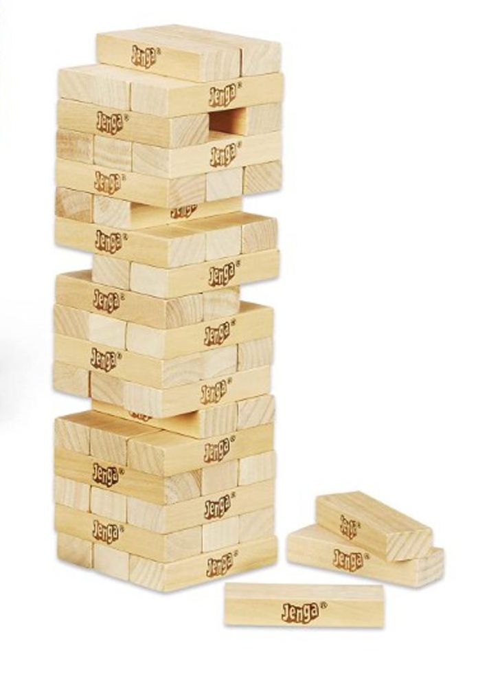 Hasbro Jenga Classic Wooden Blocks Tower Game 54 Pieces - Family Fun Strategy Game for All Ages