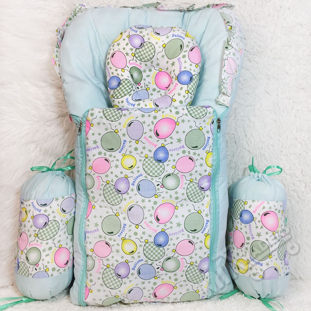 High Quality Super Soft Junior Baby Sleeping Bag with 1 Pillow 2 Cushions Zipper Multicolored Safety Baby Crib 0-1 Year Infant Portable Baby Cots Crib Infant Baby Sleeping Bag - baby bistar gaddi - baby bed accessories newborn multicolored Baby Gift