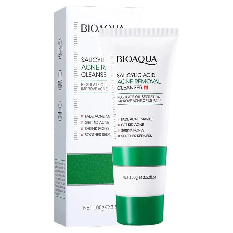 BIOAQUA Salicylic Acid Acne Removal Cleanser Face Wash 100g | Oil Control | Deep Cleansing | Acne & Pimple Care | Pore Minimizing Facial Cleanser
