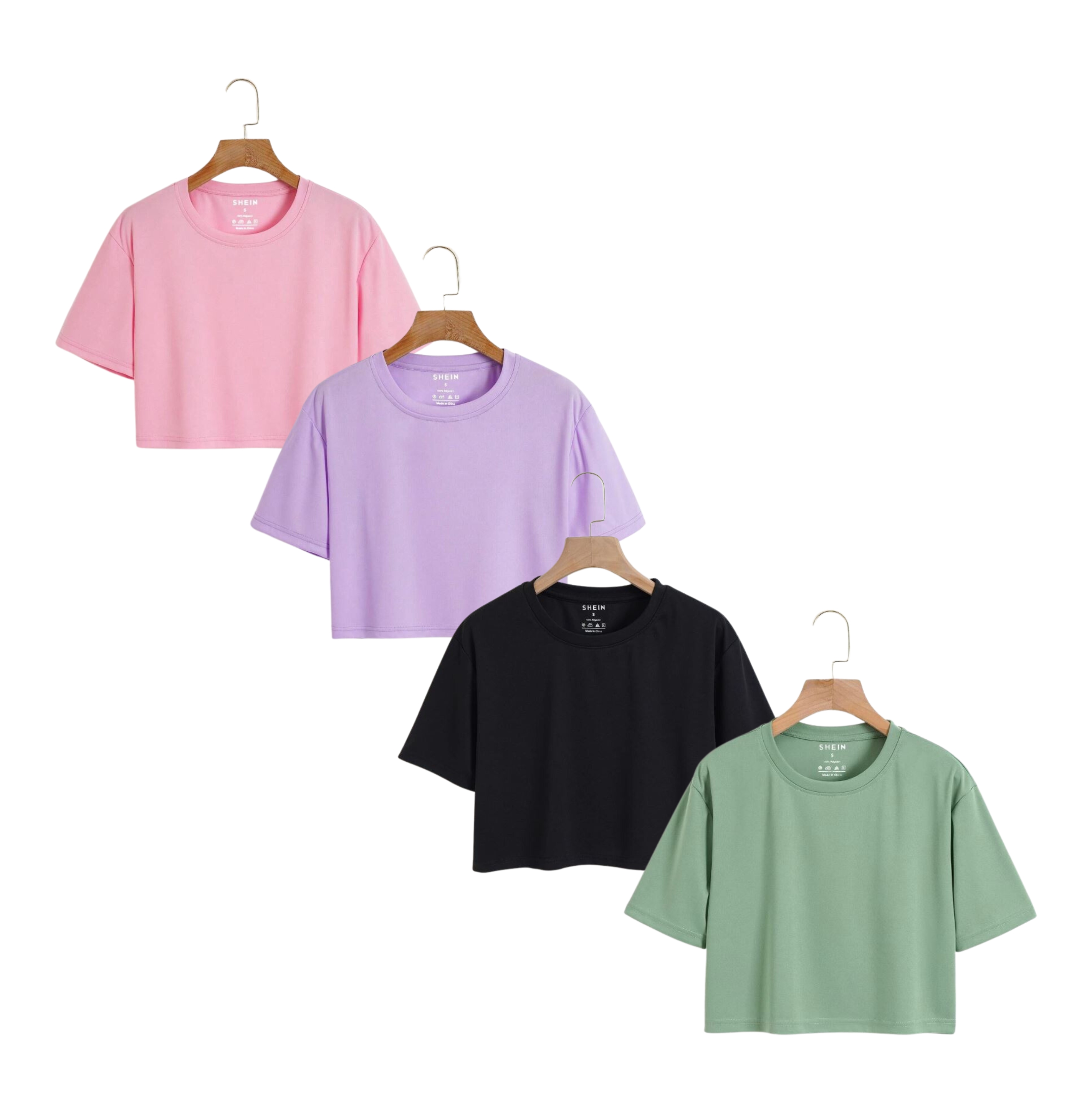 Pack of Premium Quality Plain Crop T-Shirts Crew Neck Half