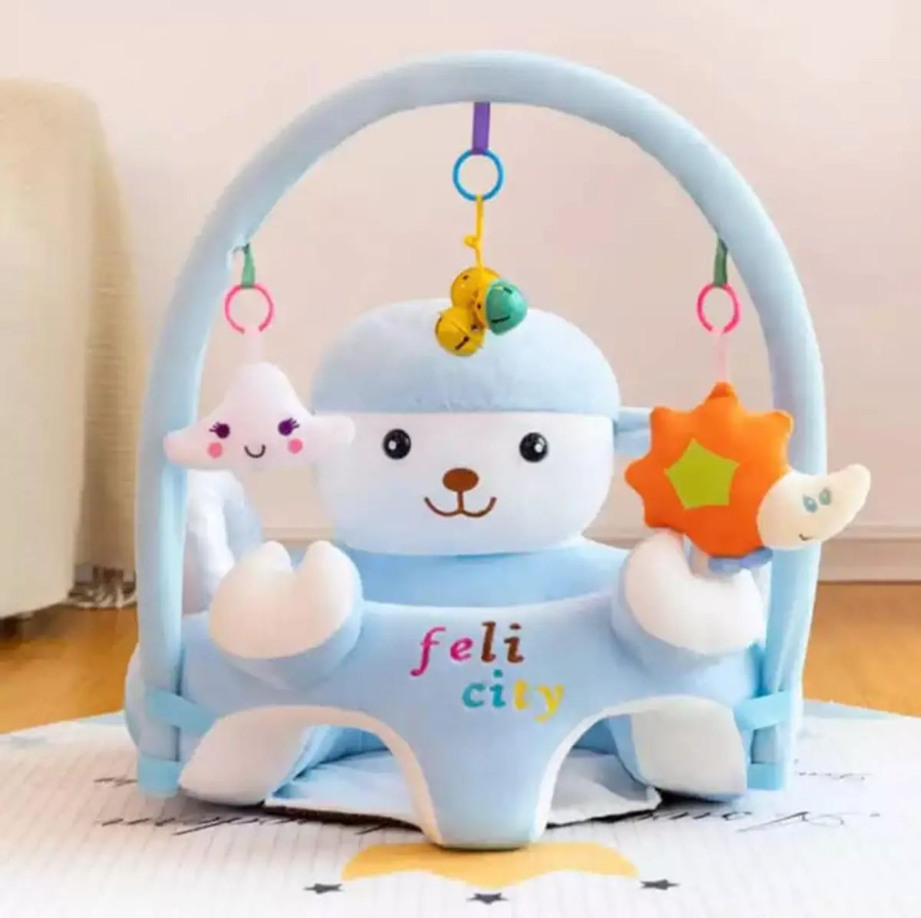 Sofa Set Support Seat Cover Baby Plush Chair Cartoon Learning Sit Plush Chair Toddler Nest Puff Washable With Rod Toys