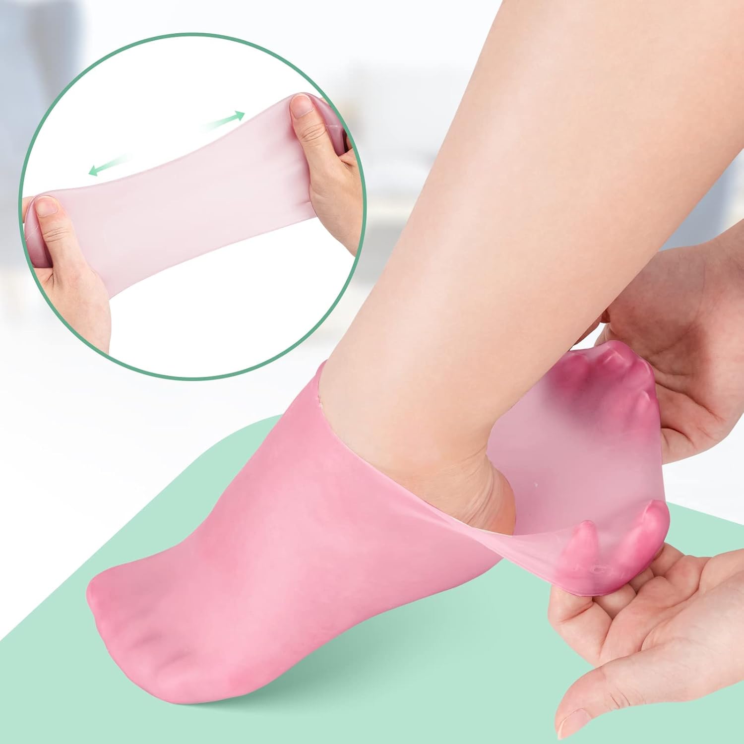 [Bundle Of 2] Moisturizing Socks Silicone Gel Heel Pad Socks Skin Color & Half Heel Pads