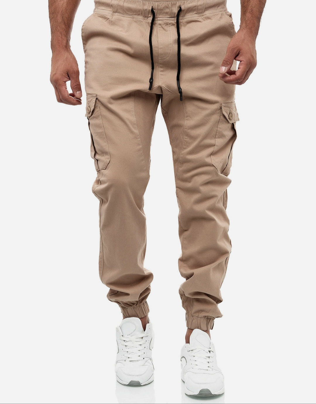 Brown Box Cargo Jogger Trousers for Men