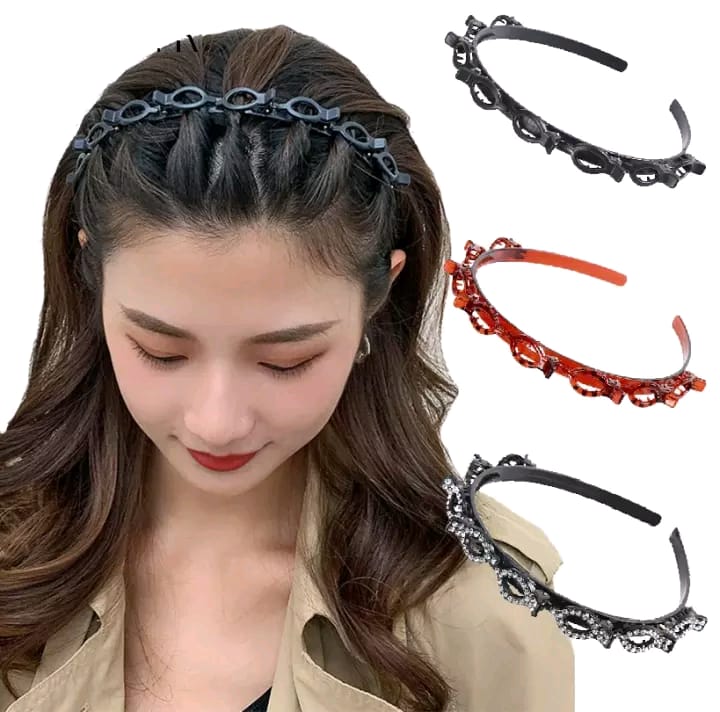 Black Braider Hair Style twister hair band headband Double Bangs Hairstyle Hairpin with clip hair styling new fashion Hairband Women girls