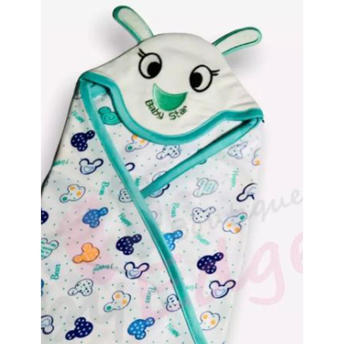Baby Hooded Swaddle Wrapping Sheet -New Born - Multicolor