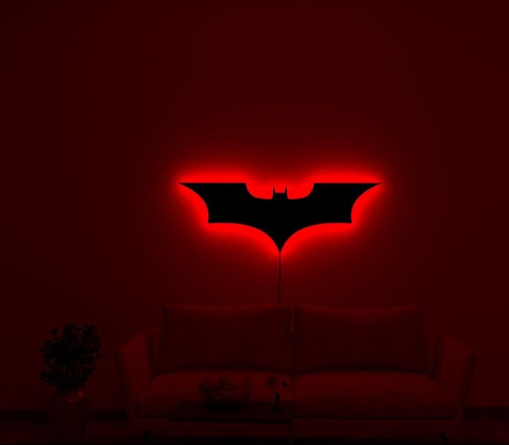 BATMAN SHAPE LED WALL LED LAMP WOODEN THICKNESS 9MM ||  GAMING ROOM DECOR WALL LED LAMP
