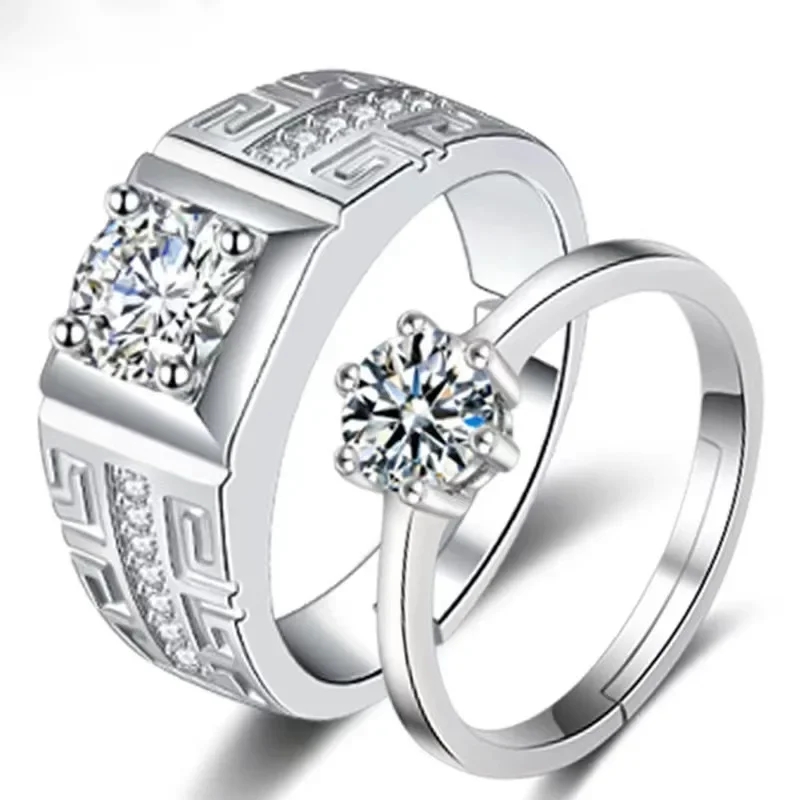 Mani Jewelry Couple Rings Adjustable Wedding Jewelry For Women Men Romantic Promise Wedding Anniversary Jewelry Gift