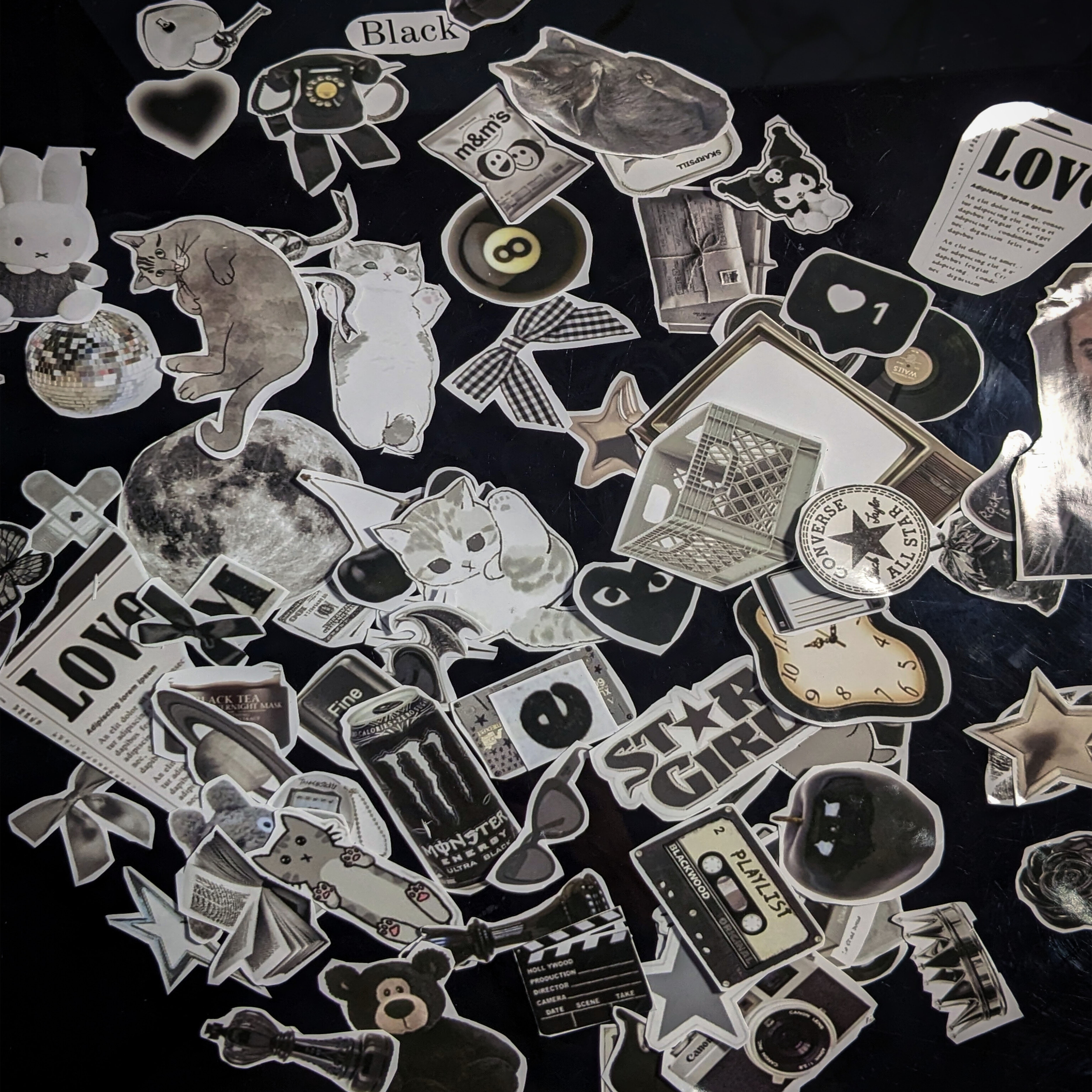 Premium Multiple Dark Black Stickers (10/30/50 Pcs) Best Quality Aesthetic Cool Stickers For Dark Lovers