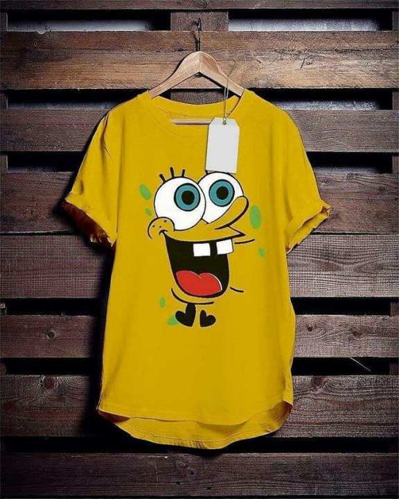 Yellow SpongeBob Printed T Shirt for Women: Buy Online at ...