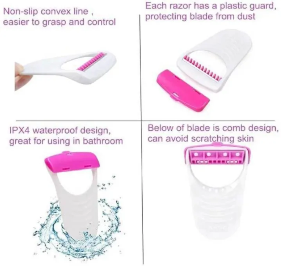 Women Razor Blade Hair Removal Disposable blades 6 PC Safety Stainless blade Shaving Razor Shaver Hair Remover for Girls Razor