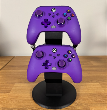 Dual Controller & Headset Stand Holder | Compatible with PS & Xbox Style Controllers | Gaming Desk Organizer