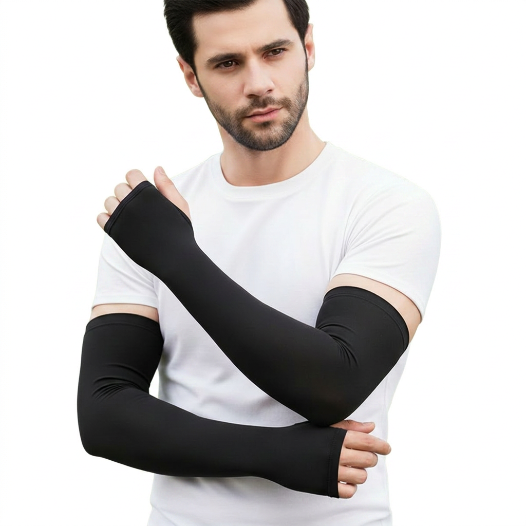 UV Protection Cooling Arm Sleeves For Men And Women Summer Compression Sports Arm Warmers With Thumb Hole Cycling