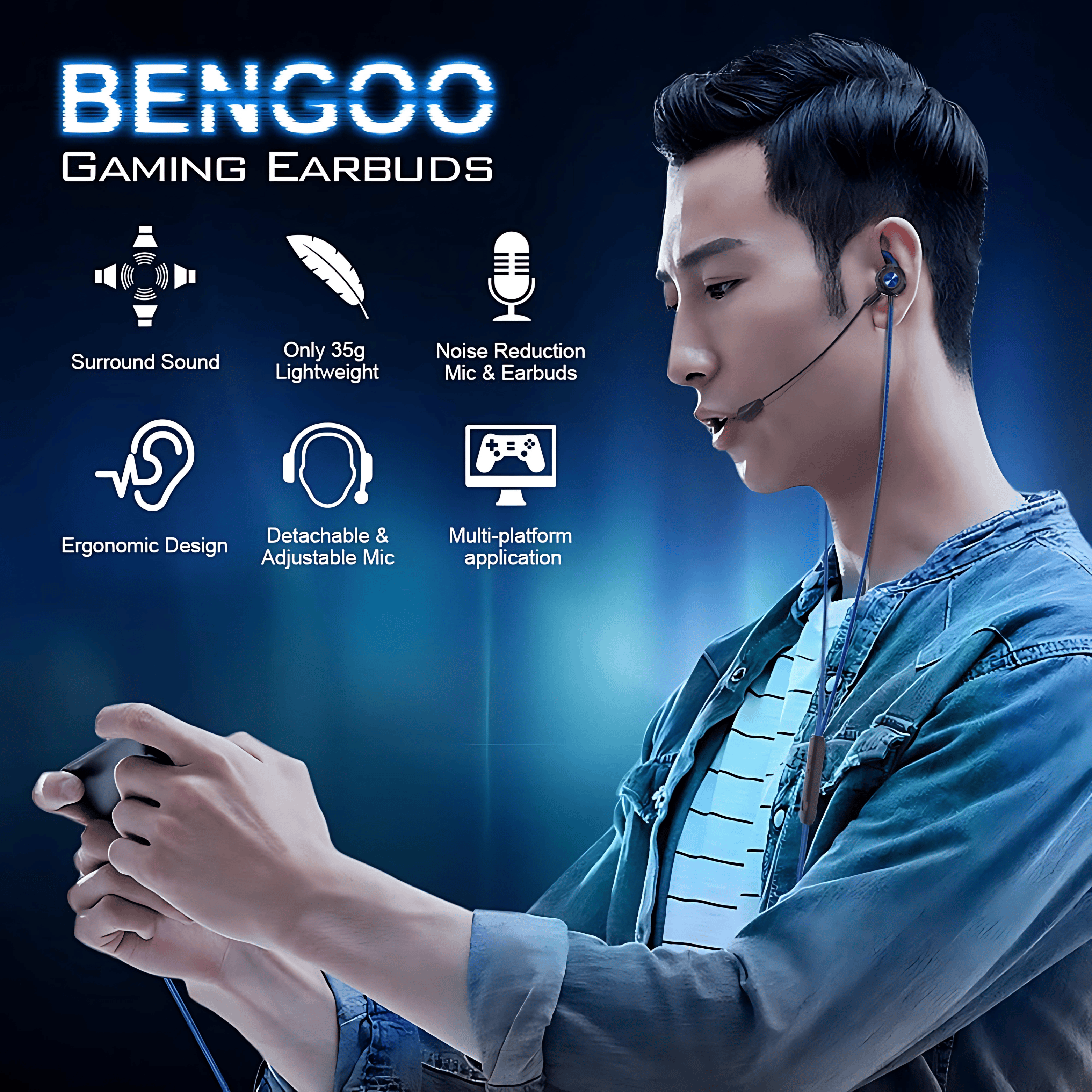 Gaming Handsfree with Dual & Detachable Mic | Wired Noise-Canceling In-Ear Gaming Earphones & Wired Gaming Earbuds | Gaming Headset & Headphones for Mobile, PC, PS4/PS5, Xbox, Switch | 3.5mm, Type-C, Lightning | Best for PUBG, COD, Free Fire, Fortnite