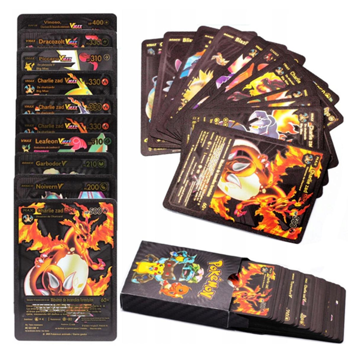 55 Pcs Pokemon Black Gold Foil Cards Anime Cartoon Pokemon English Version Tcg  Card For Fans Collection | Daraz.pk