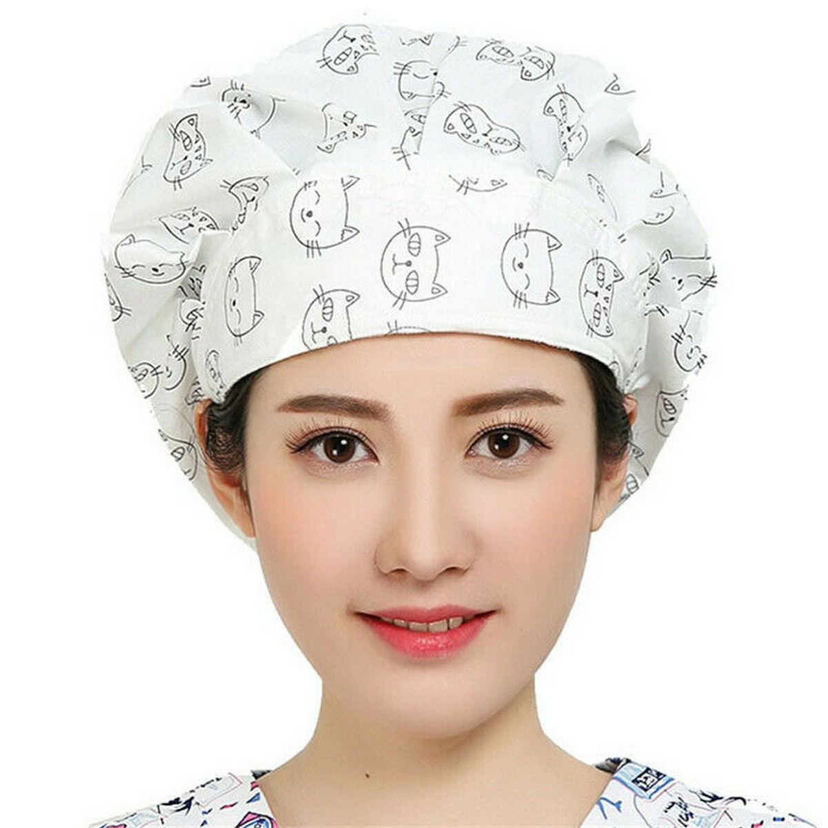 Bouffant Scrubs Hats Women Flower 