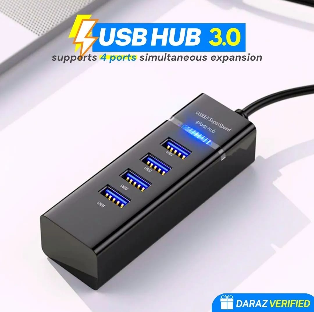 USB 3.0 4 Port Hub High Speed USB Splitter Adapter with LED Indicator | Multi USB Expansion Hub for Laptop, PC, Computer, Keyboard, Mouse, Flash Drive & USB Devices USB 3.0 Hub USB Hub 4 Port USB Splitter USB Expander Laptop USB Hub USB Adapter