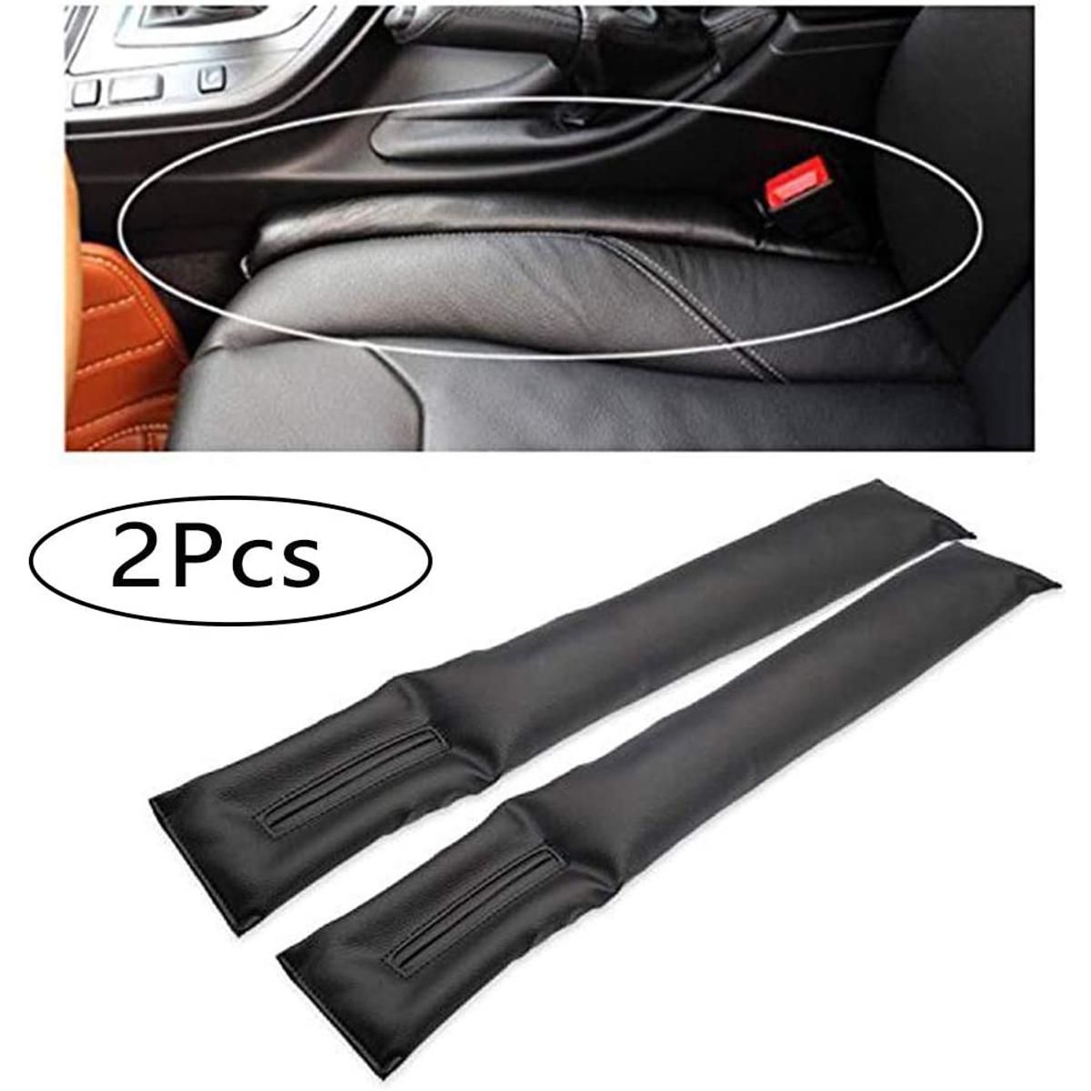 Car Seat Gap Plug,2 Pieces PU Leather Gap Filler Pad,Car Seat Gap Stopper, Leak-proof Strip for Car,Suitable for Most Models of Cars（Black）