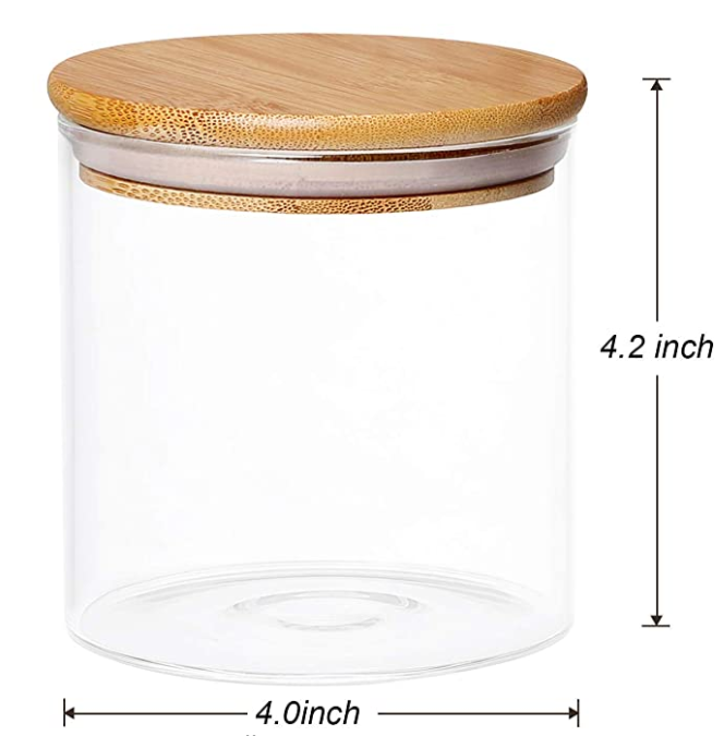 Storage Borosilicate Glass Jar & Container with Air Tight Wooden Lid ...