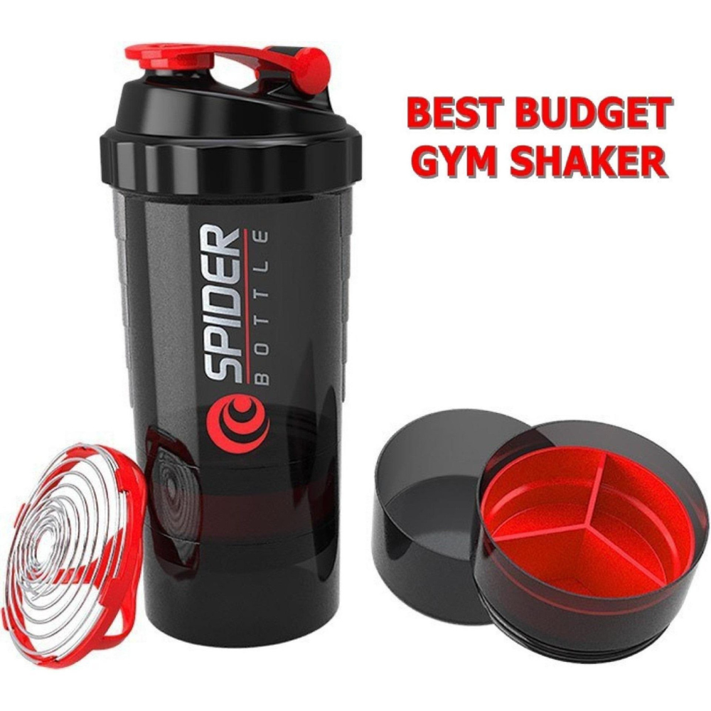 3 Layers Spider Bottle Protein Powder Shaker Cup Large Capacity for Body Building Exercise 500ml Gym Protein Shaker Cup Powder Storage Container Sports Wire Shaker Cup with Water Bottles Ball Cups price in Pakistan