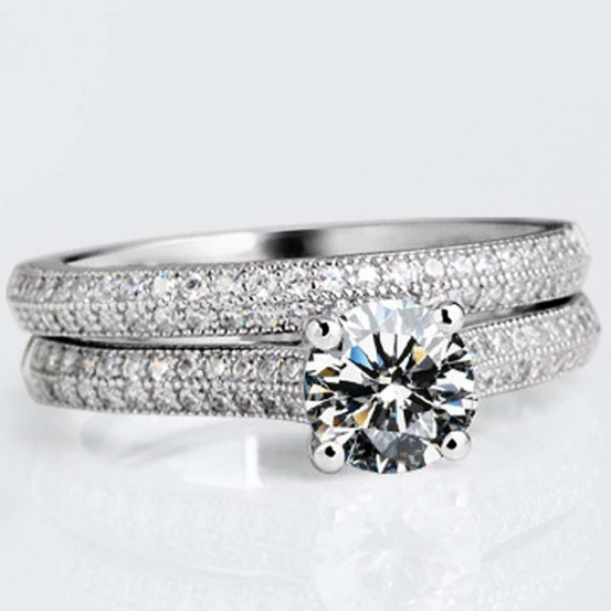 New Fashion Zircon Pair Finger Rings Couple Jewelry Engagement Bridal Wedding Gift Men Women
