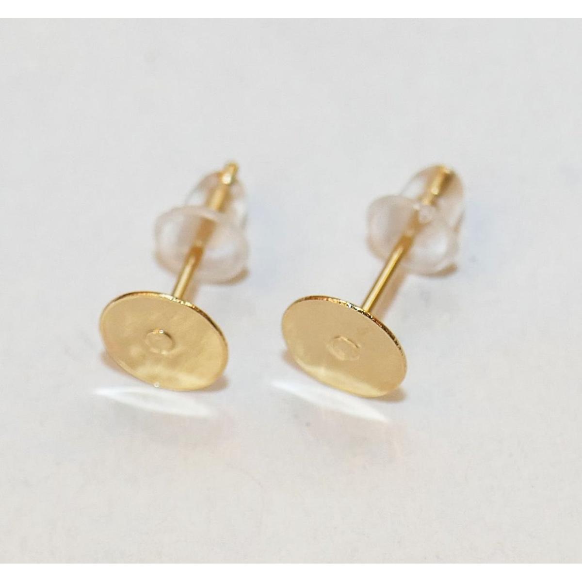 10/Pcs Hypo Allergenic Stainless Steel Earring Posts Base Flat Pad Blanks Pin Studs and Clear Rubber Earring Backs/Earring Back Stopper, Safety Back Jewelry Making Findings