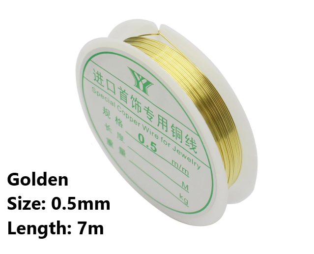 0.5mm | 0.6mm | Golden Silver Wire for Jewellery Making - 1 Piece | Used in Jewellery Making Accessories Bracelet Beading Thread DIY Projects