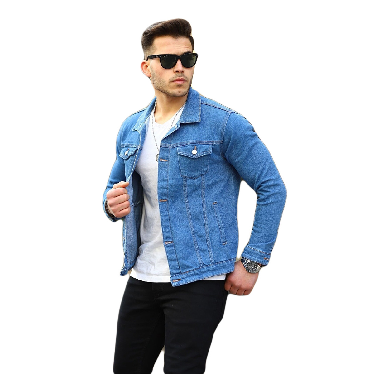 Mens Blue Denim Jacket Tag One - Premium Quality, Stylish Denim Jacket For A Fashionable Look And Long-Lasting Appeal