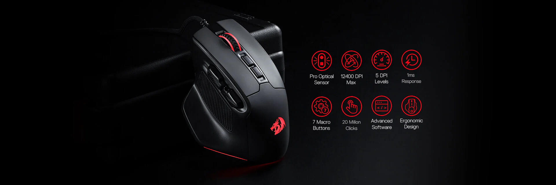 Redragon M806 BULLSEYE RGB MMO Gaming Mouse with 12,400 Dpi and 7 Programmable Buttons with Pro Sensor 13 3025f3eeb0e21a8d00309fa86baf862c
