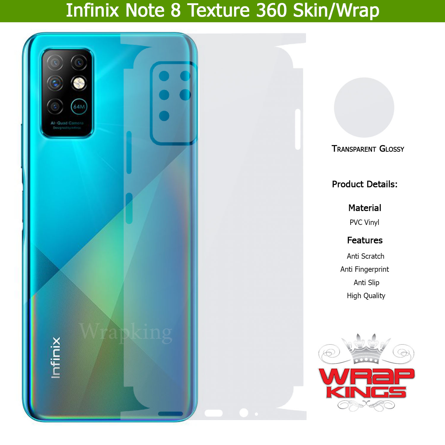 Infinix Note Skin/Wrap 360 Protection Sheet/ Carbon fiber/ Matte