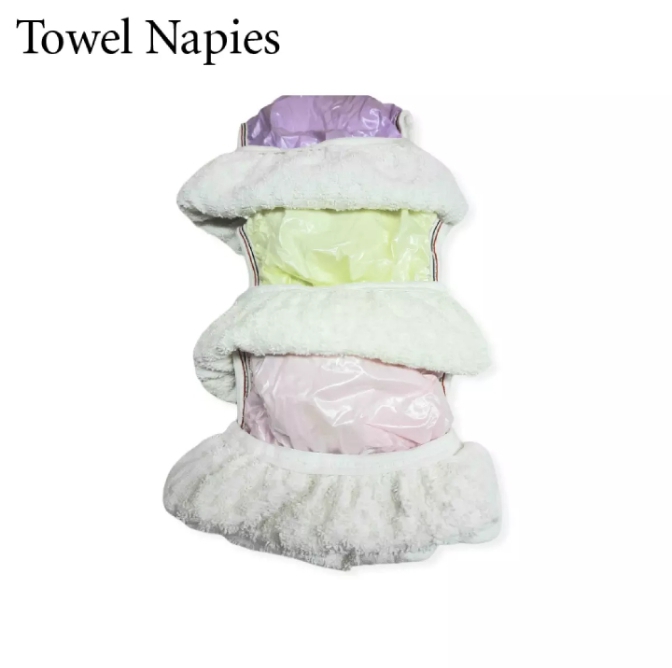 Pack of 3 Pcs Set - Baby Washable Nappy - Plastic Waterproof Inner Fabric Towel Nappies