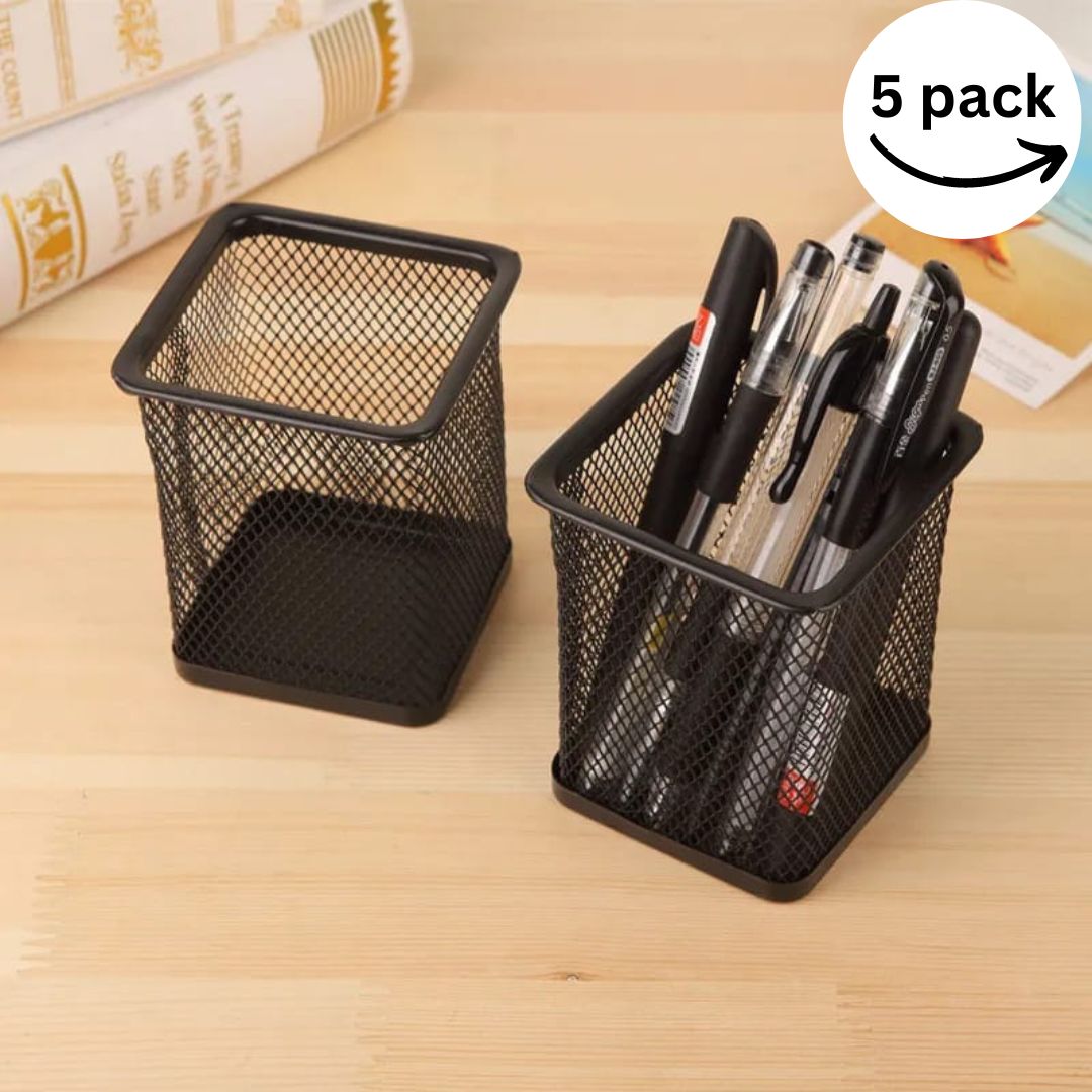 Pen basket pencil Holder Desk Metal Mesh Square Pen Box Black Mesh