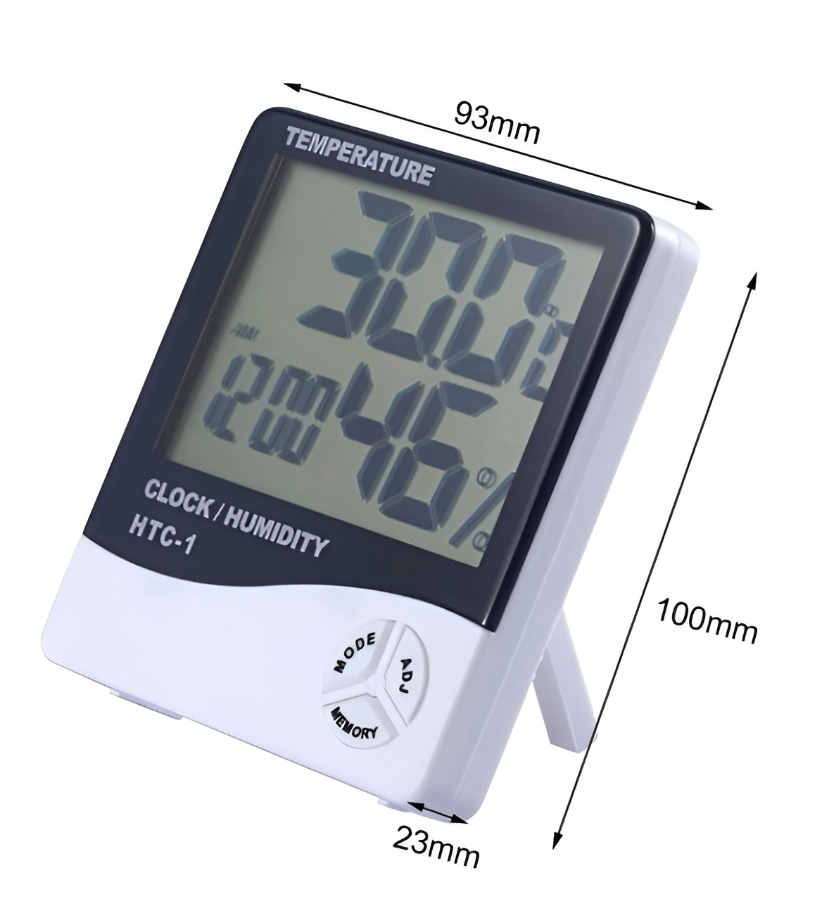 3 In 1 Digital LCD Temperature Humidity Meter - Indoor/Outdoor Room Thermometer Clock Hygrometer With Alarm Clock (IMPORTED) HTC 1